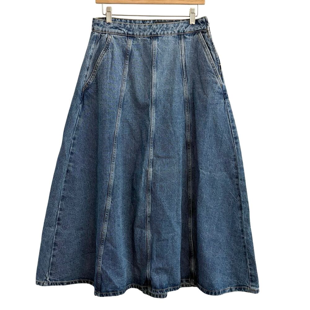 Noisy May Hanja Denim Midi Skirt Women’s Size Medium Western Cottagecore Boho - Picture 2 of 9